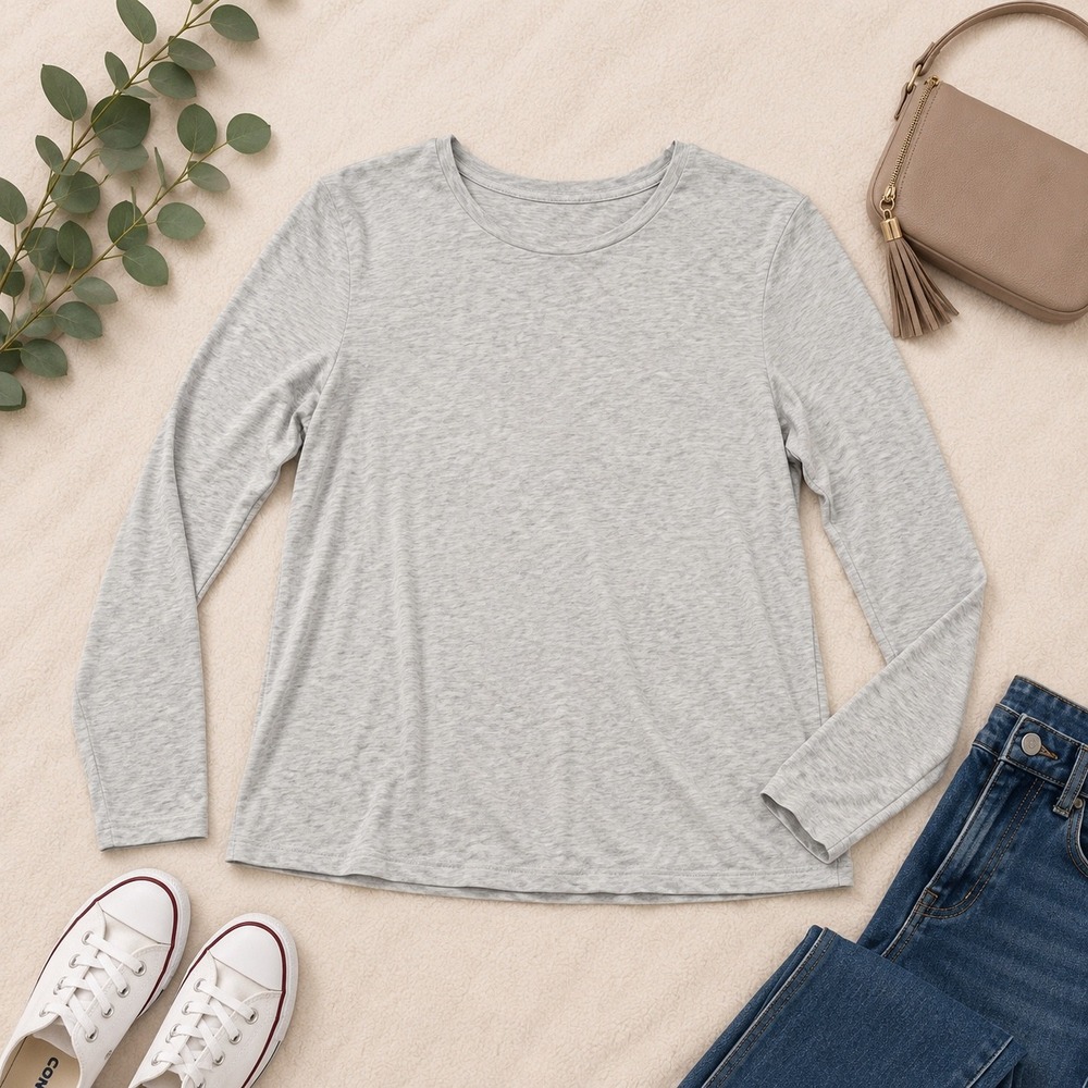 Lululemon Long Sleeve Crewneck Top Heathered Grey Activewear Shirt Size 10-12